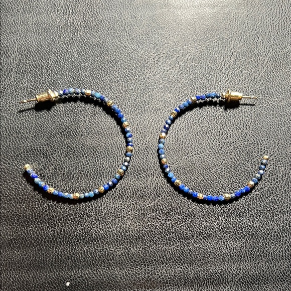 Kendra Scott Jewelry - Kendra Scott Blue and Gold Beaded Hoop Earrings